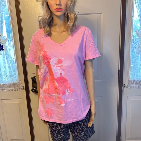 Hanes Live Love Color XL pink B neck tee - Picture 3 of 8
